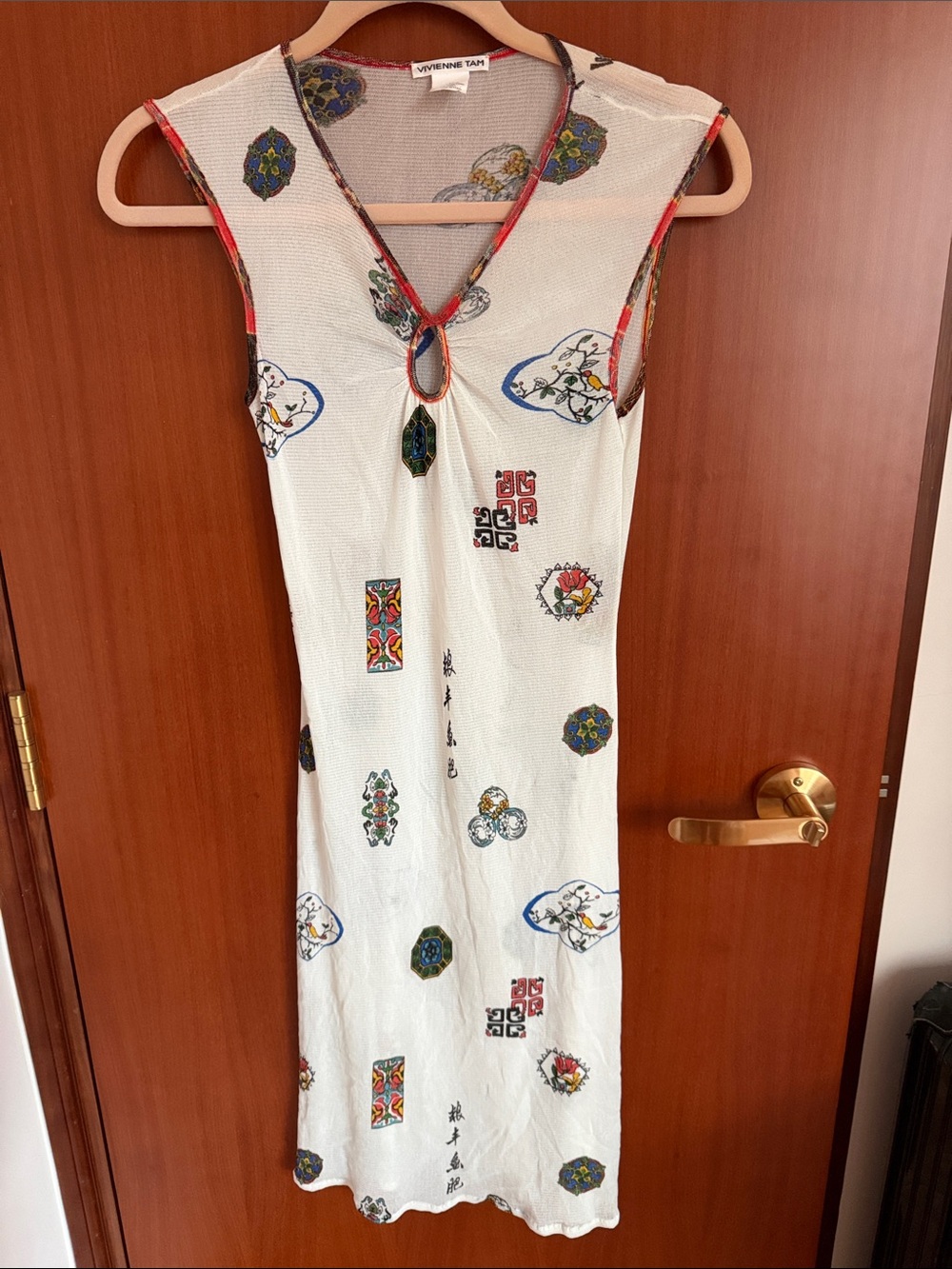 VIVIENNE TAM mesh RARE Printed Mah Jong Midi Dress